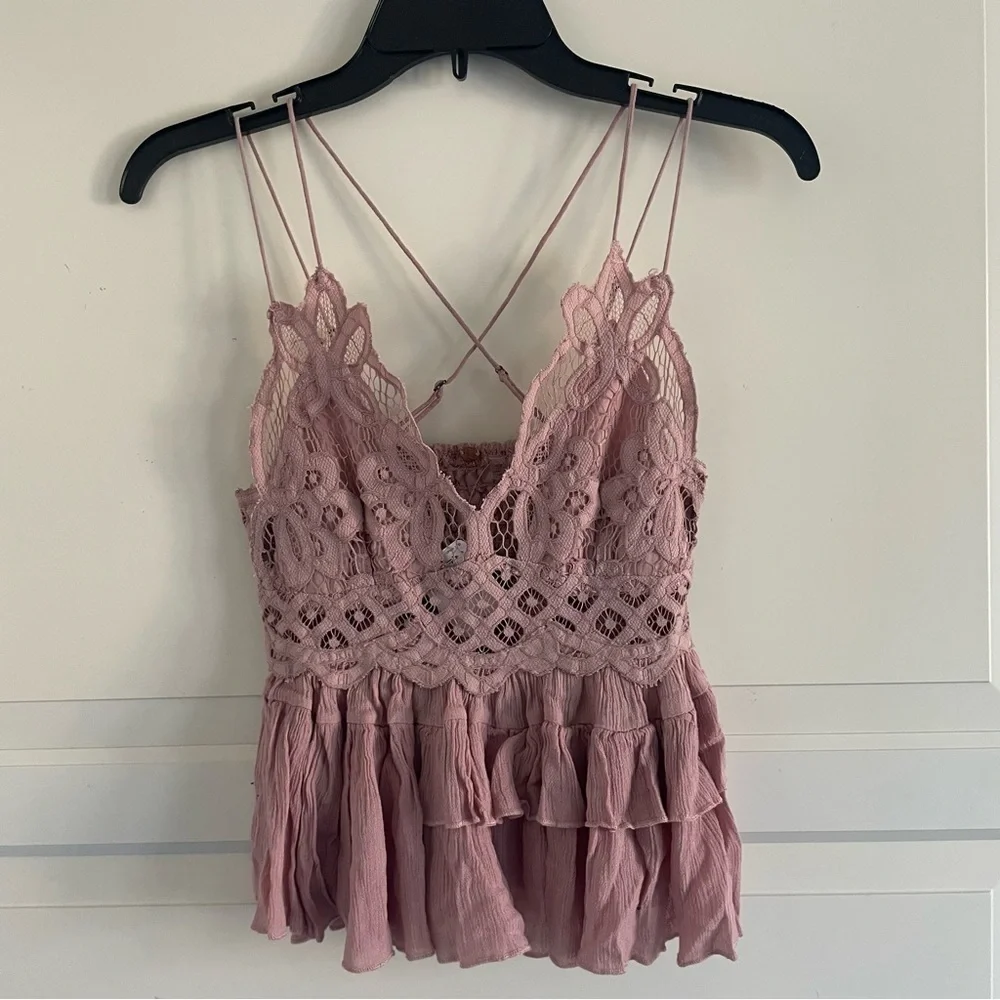 New! Free People Adella Cami top in Dusty Mauve 30438